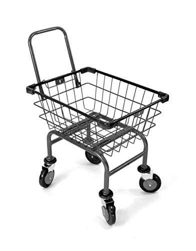 U Handle Grocery CART 1.5 Bushel (Gunpowder Metal) Red, Blue Trim (Black) - color: Black