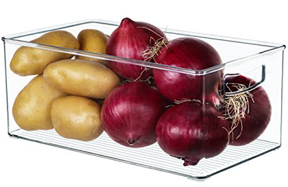 Hudgan 2 Pack Straight Sides Stackable Pantry Organizer Bins for Home Edit - 13.5''L x 7.5''W x 5.5''H - size: 2 XL