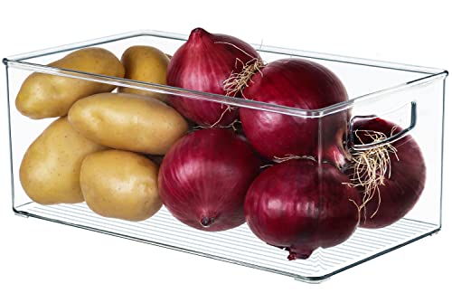 Hudgan 2 Pack Straight Sides Stackable Pantry Organizer Bins for Home Edit - 13.5''L x 7.5''W x 5.5''H - size: 2 XL