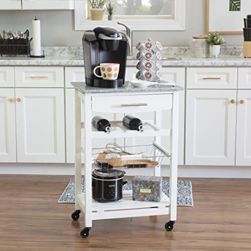 Linon Kitchen Island, White, 22.88 x 15.75 x 33.88 - color: White and Granite, style: Whitney