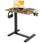 Claiks Mobile Standing Desk with Cup Holder Overbed Table 25.5" Brown | Cup Holder, Rolling Adjustable Desk, Hidden Wheels, Gas Spring Lift, Side Hook, Easy Assembly, Hospital Use - color: Rustic Brown