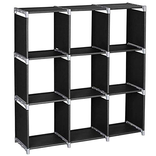 Hatchsun 9-Cube Modular Storage Organizer, Storage Rack, Bedroom Living Room Vertical Assembled Cabinet Bookshelf, Double Row 9-Grid Multi-Functional Storage Equipment