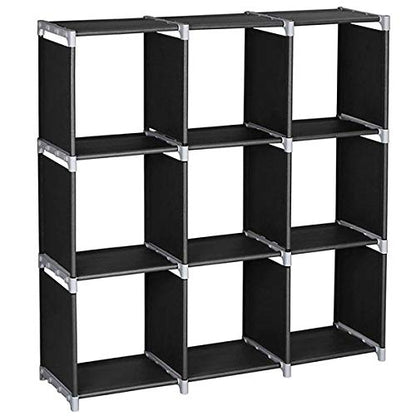 Hatchsun 9-Cube Modular Storage Organizer, Storage Rack, Bedroom Living Room Vertical Assembled Cabinet Bookshelf, Double Row 9-Grid Multi-Functional Storage Equipment