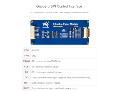 2.9inch e-Paper Display Module, 296x128 Resolution 3.3V/5V Two-Color epaper Display E-Ink Screen Module SPI Interface Compatible with Raspberry Pi/Arduino/Jetson Nano,Support Partial Refresh