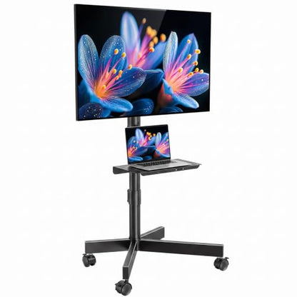 Mobile TV Stand with Tilt & Rolling Wheels, Fits 23–65 Inch LED LCD TVs, Portable TV Cart with Adjustable Media Shelf, Holds 99 lbs (Max VESA 400x400mm) for Living Room, Bedroom, Office - size: Style 4 15"D x 17"W x 57.7"H