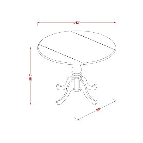 East West Furniture DLT-WHI-TP Dublin Modern Kitchen Table - a Round Dining Table Top with Dropleaf & Pedestal Base, 42x42 Inch, Linen White - color: Dlt-whi-tp