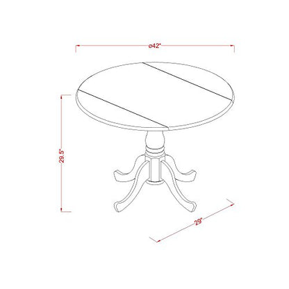 East West Furniture DLT-WHI-TP Dublin Modern Kitchen Table - a Round Dining Table Top with Dropleaf & Pedestal Base, 42x42 Inch, Linen White - color: Dlt-whi-tp