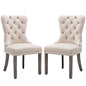 KCC Velvet Dining Chairs Set of 2, Upholstered High-end Tufted Dining Room Chair with Nailhead Back Ring Pull Trim Solid Wood Legs, Nikki Collection Modern Style for Kitchen, Beige - color: Beige, size: Set of 2