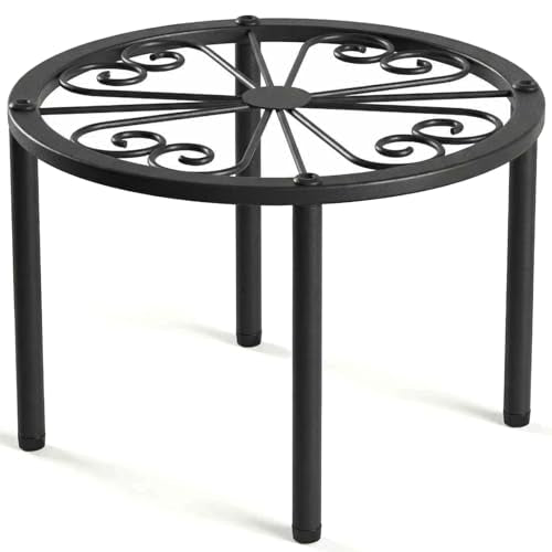 TOSKING Heavy Duty Metal Plant Stand – 120 lbs Capacity, 10.2" Classic Scroll Pattern Round Stand for Medium to Large Pots, 4 Adjustable Feet & Rustproof, Indoor/Outdoor, Black (10.2" D x 7.9" H) - color: flower (black), size: 10.2"Dia-1PC