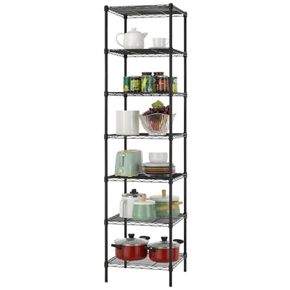 Finnhomy Heavy Duty 7 Tier Wire Shelving, 18x18x72 inches 7 Shelves Storage Rack with Thicken Steel Tube, Pantry Shelves for Storage, Adjustable Metal Shelving Unit, NSF Certified, Black - size: 72"H-Black
