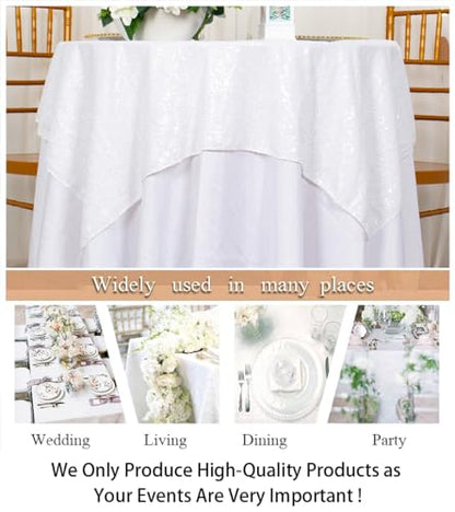 ShiDianYi 50''x50'' Square White Sequin Tablecloth - Sequins/Polyester - Hand Wash Only - Wedding, Baby Shower, Valentine's Day - All-Season - 1 Count - color: White, size: 50" x 50" (Square)