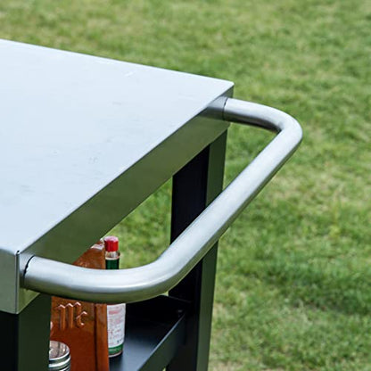 Royal Gourmet PC3404S Rolling Dining Table with Trash Bag Holder, Outdoor Garden Patio BBQ Kitchen Food Prep Table Cart, 34"L x 20"W Stainless Steel Tabletop, Silver & Black | 34"L x20"W Stainless Steel Tabletop | with Removable Trash Bag Holder | Outdoor