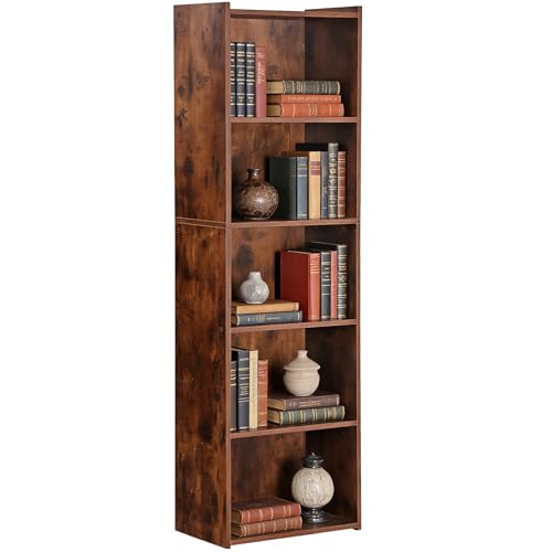 ZENY 5-Tier Shelf Bookcase, Freestanding Wood Storage Display Open Bookshelf for Home Office (Rustic Brown) - color: Rustic Brown