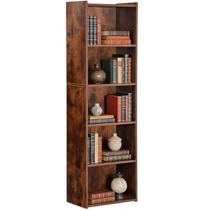 ZENY 5-Tier Shelf Bookcase, Freestanding Wood Storage Display Open Bookshelf for Home Office (Rustic Brown) - color: Rustic Brown