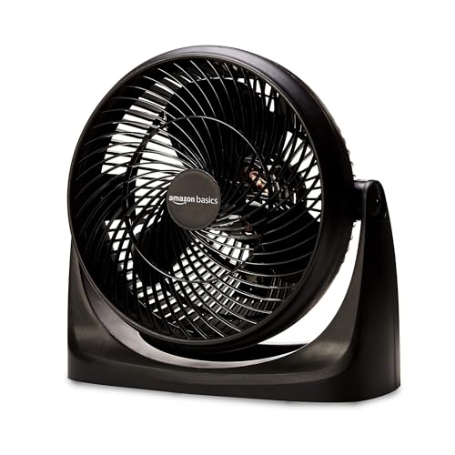 Amazon Basics Air Circulator Fan, Desk Fan for Bedroom, Home and Office, With 90-Degree Tilt Head, 3 Speed Settings, Lightweight (4.2 LBS), 70 Watts, Black, 14.8"Wx7.6"Dx14.1"H - size: 14.8"W x 7.6"D x 14.1"H