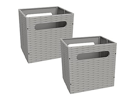 ClosetMaid 5439 Collapsible Mini Storage Bin with Two Handles, 2-Pack, Gray Wicker, 2 Pack - color: Gray Wicker