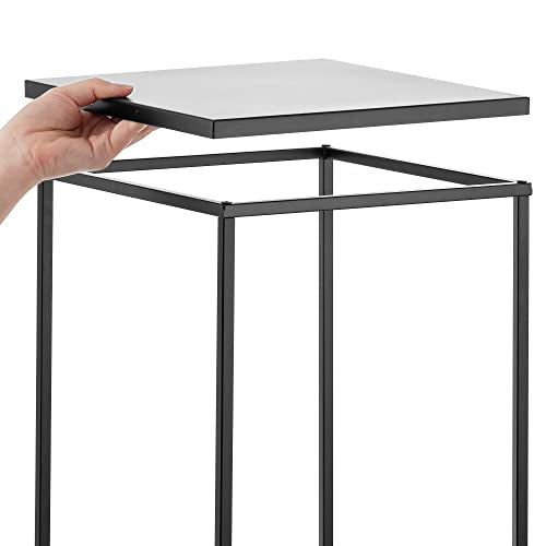 Black Tall Plant Stand: 39.4in, With Metal Panel, Packs of 2 | Columnar Cube Shape, Easy to Assembly, Flowers Cakes Drinks Display Table Centerpieces for Wedding Party Event - color: Black-2PSC, size: 39.4 inches - 2 Pcs