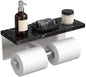 FORIOUS Toilet Paper Holder with Shelf, Commercial Toilet Paper Dispensers | Brushed Nickel | Wall Mount Bathroom Tissue Holder | SUS304 Stainless Steel Rustproof | Double Tissue Roll Holder - color: Stainless Steel-marble