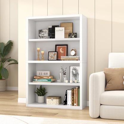 furtble 4 Tier Bookshelf with Open Storage Shelf, 48" Tall Wooden Bookcase, Sturdy Modern Display Storage Shelf for Living Room, Home Office, Study, White - size: 4-Tier-30.7W