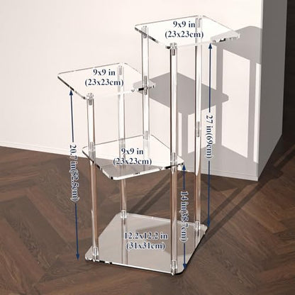 NiHome 4-Tier Clear Acrylic Side Table for Modern Homes, 27" High Easy Assembly Display Stand for LEGO Collection Sets,Figurine Display Shelf Riser for Plant Indoor,Collectibles & Room Decor