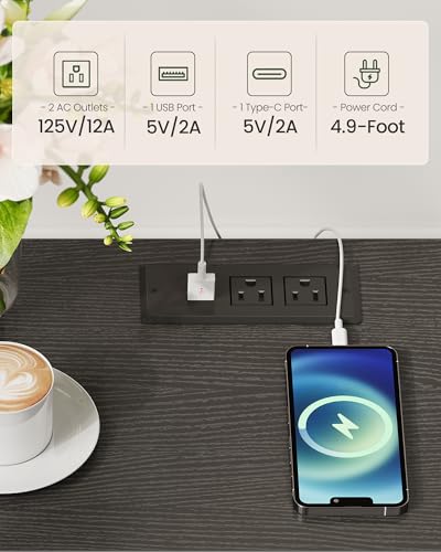 CHOEZON Black End Table with Charging Station, 2-Tier Narrow Side Table, Nightstand with Storage Shelf, for Small Spaces, for Living Room, Bedroom, Black TBZ20UBB - color: Black
