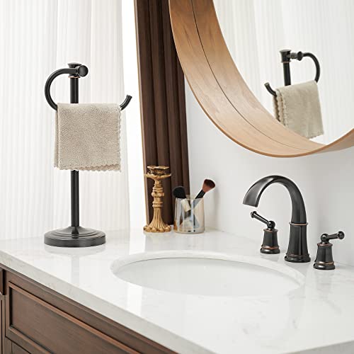 Stand Hand Towel Holder, Countertop Towel Bar, Oil Rubbed Bronze | 17 Inch Bathroom Towel Hanger, Freestanding Vanity Counter Top Towel Holder, Towel Ring Hardware Accessories, Stainless Steel - color: Bronze