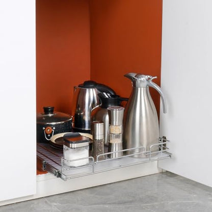 VEVOR 21.5" Wx21 Dx3.5 H Pull Out Cabinet Organizer, Heavy Duty Slide Out Pantry Shelves, Chrome-Plated Steel Roll Out Drawers, Storage for Home, Under Sink, 23" Wx22 Dx7 H Install Size for Cabinet - size: 21.5"Wx21"D