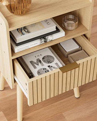 Night Stand, Modern Side Table, Small Nightstand, Wood Bedside Table with Storage Drawer End Table for Bedroom,Living Room,Office,Oak - color: Natural