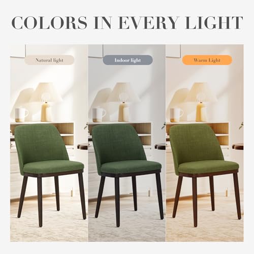 COLAMY Upholstered Dining Chairs Set of 2, Modern Kitchen Chairs with Back, Leather Side Dining Room Chairs with Wood Legs for Kitchen Dining Room Restaurant,Green - color: Green, size: Set of 2