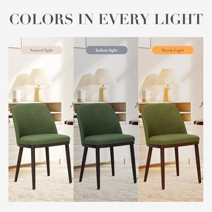 COLAMY Upholstered Dining Chairs Set of 6, Modern Kitchen Chairs with Back, Fabric Side Chair with Wood Legs for Dining Room Kitchen Restaurant, Green - color: Green, size: Set of 6