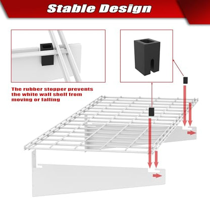 WALMANN 2 Pack Garage Wall Shelves, 45x15 inch Wall Mounted Storage Shelves for Garage Heavy Duty Floating Shelf, Holds Up to 220 lbs(White) - color: White-15x45