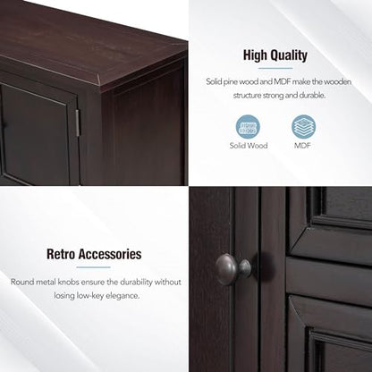 P PURLOVE Console Table Buffet Sideboard Sofa Table with Storage Drawers Cabinets and Bottom Shelf (Espresso) - color: Espresso