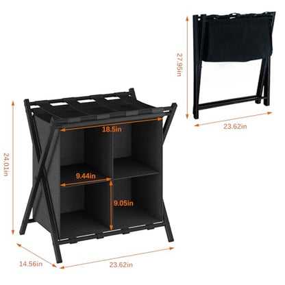 aboxoo 2 Pack Luggage Rack with storage, Guest Room Folding Suitcase Stands, Holds up to 120 lb, Space Saving Suitcase Holders for guest room, Bedroom Hotel, Black