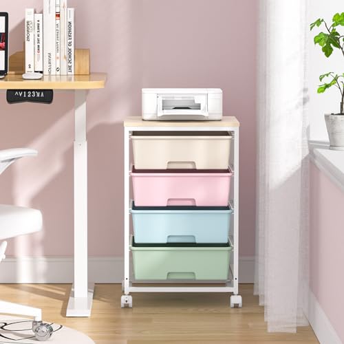 Utility Cart with 4 Drawers, Rolling Storage Cart with Drawers, Rainbow | Storage Rolling Drawer Cart - color: Rainbow