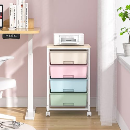 Utility Cart with 4 Drawers, Rolling Storage Cart with Drawers, Rainbow | Storage Rolling Drawer Cart - color: Rainbow