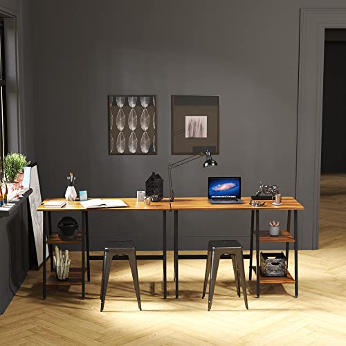 SHW 43-Inch Home Office Trestle Computer Desk with Open Storage Shelves, Walnut - color: Walnut