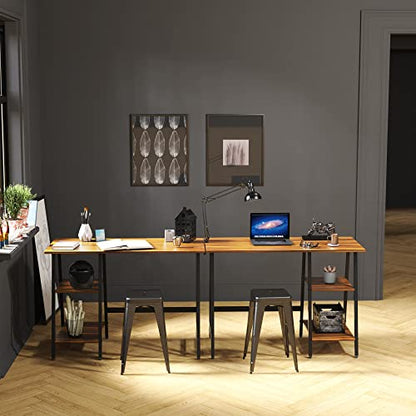 SHW 43-Inch Home Office Trestle Computer Desk with Open Storage Shelves, Walnut - color: Walnut