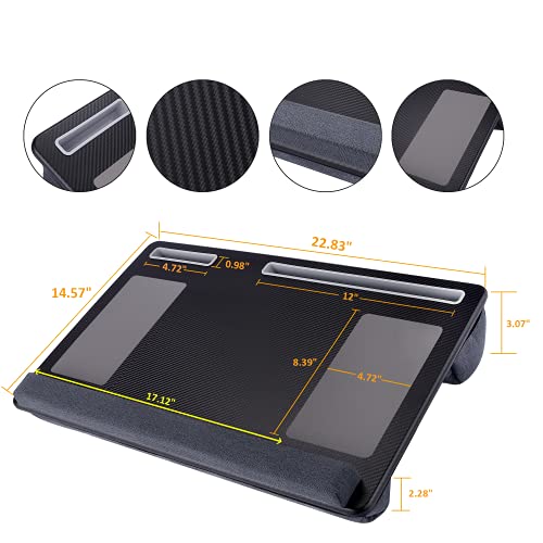 Extra Large Lap Laptop Desk- Home Office Portable LapDesk with Mouse Pad & Wrist Rest for Notebook/MacBook/Tablet, Sofa Bed Working, Writing, Drawing (Carbon Black, Fit Up to 17-inch Laptops)