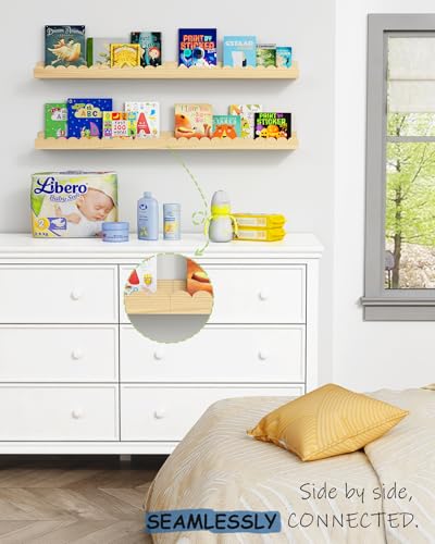Harwaya Scalloped Nursery Bookshelf Wall Mounted 4-Pack, Natural Wood Floating Book Shelves for Wall, Cloud Wall Mount Bookshelves for Kids Bedroom, Baby Children Toddler Room (Natural Pine Wood) - color: Natural Wood