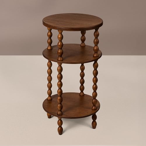 Creative Co-Op Bobbin Leg Round Wood Accent Table, Walnut - color: Walnut Color, size: 15.75"L x 15.75"W x 29.5"H