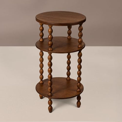 Creative Co-Op Bobbin Leg Round Wood Accent Table, Walnut - color: Walnut Color, size: 15.75"L x 15.75"W x 29.5"H