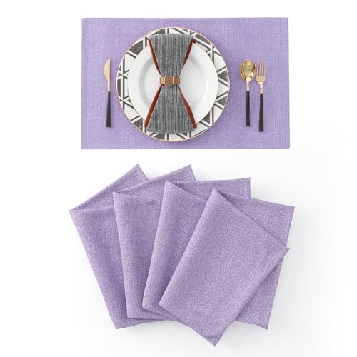4 Piece Soft Caddice Faux Linen Decorative Place Mats Heat Resistant Dining Table Place Mats Kitchen Table Mats 12x18 Lilac - color: Lilac, size: Rectangular Placemats 12" x 18"