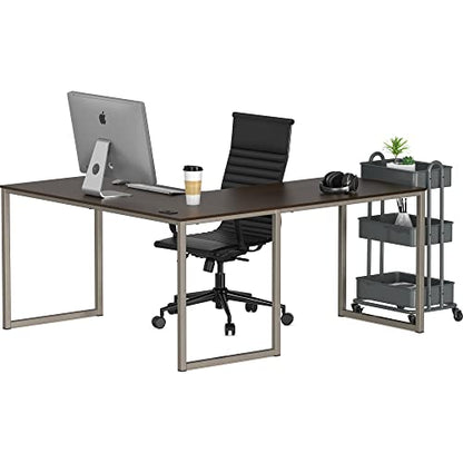 SHW Mission 55 x 60 Inches L-Shape Home Office Computer Desk, Espresso - color: Espresso, size: 55-Inch L-Shaped