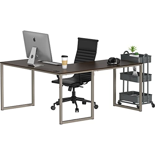 SHW Mission 55 x 60 Inches L-Shape Home Office Computer Desk, Espresso - color: Espresso, size: 55-Inch L-Shaped