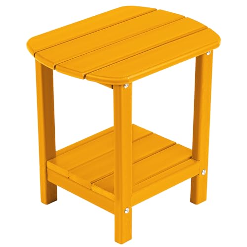 nalone Adirondack Side Table 16.5" Outdoor Side Tables HDPE Plastic Double Patio Small Table for Outdoors (Orange) - color: Orange