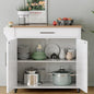 Kitchen Island with Storage, Wooden Rolling Kitchen Island On Wheels with Wood Top, Mobile Kitchen Bar Cart Cabinet with Towel Rack, Spice Rack and Drawers, White - color: White