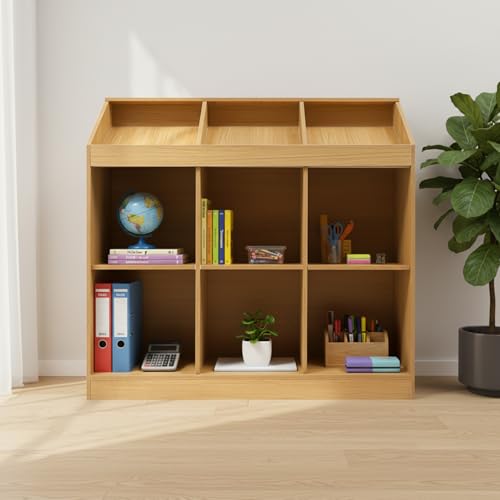 10 Cube Bookcase, 2-Tier Solid Wood Storage Organizer, Floor Standing Display Cabinet Bookshelf with Back Panels, Open Shelf for Bedroom, Living Room, Office 59"W X 11.8"D X 23.6"H (Wood)