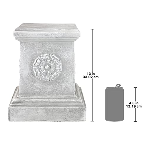 Design Toscano English Rosette Indoor/Outdoor Sculptural Garden Plinth Base Statue Riser, Large 13 Inch Tall, Cast Stone Resin, Antique Stone Finish - size: Large, style: English Rosette