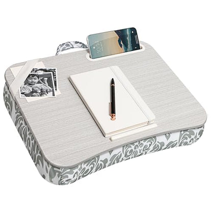 LAPGEAR Designer Lap Desk – Gray Damask, Fits 15.6” Laptops - color: Gray Damask, size: Single Lap Desk