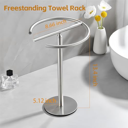 Stainless Steel Brushed Nickel Hand Towel Stand, 13 Inch | Freestanding Countertop, For Bathroom Vanity Kitchen, Holds 2 Towels, Rust-Resistant, Space-Saving Design - color: Brushed Nickel